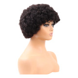 Perucas De Cabelo Humano Curly Pixie Cor Marrom Preto 15cm