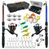 Pescamping Kit Pesca Completo 2 Varas Fibra De Vidro E 2 Molinetes Leve Com Linha Estojo E Maleta Com Acessórios Azul Vermelho