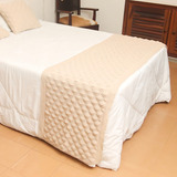 Peseira Manta Decoração Sala Cama Queen Sofá 230cm X 60cm Cor Bege Desenho Nervura