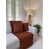 Peseira Manta Trança Sala Cama Solteiro Sofá Tricot 160x60cm