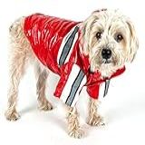 Pet Life Capa De Chuva Para Cães De PVC Reflecta Glow Casaco Para Cães Reflexivo E Impermeável Com Lã Polar Reversível Capa De Chuva Ajustável Para Cães Em Todas As 4 Mangas Com Capuz Removível