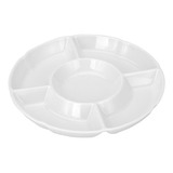 Petisqueira 5 Divisórias Bandeja Petiscos Fondue Frios Salga Cor Branco