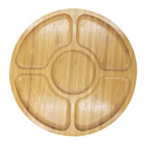 Petisqueira Bambu Redonda 5 Divisórias 19 5cm Dolce Home Cor Marrom