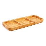 Petisqueira C 3 Espaços Bandeja Bambu Frutas Amendoim Patê Cor Bambu