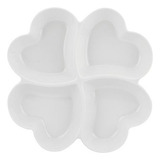 Petisqueira C 4 Compartimentos Coração Melamina Petiscos Cor Branco