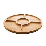 Petisqueira De Bambu Com 5 Divisórias Round 30cm X 30cm X1 6cm Lyor