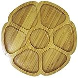 Petisqueira De Bambu Redonda Modelo Flor 7 Divisórias 24cm