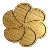 Petisqueira Redonda Bambu Flor Com 6 Divisórias 30 Cm