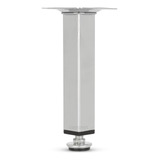 Pezinho Para Rack Com Ajuste De Altura Quadrado Cromado 20cm