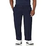 PGA TOUR Calça Masculina Dupla Plissada Expansível Na Cintura Íris Preta 36W 32L