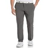 PGA TOUR Calça Masculina Xadrez Mesclada Frente Lisa Cinza Htr 34W 32L