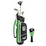 PGA TOUR G1 Series Conjunto De Taco De Golfe Verde Infantil Com 3 Tacos- Saco De Golfe E 5 Peças No Total - Tacos De Golfe E Conjuntos Para Alturas De 3-15-2 Cm - 4-2-5 Cm - Tacos De Golfe Juvenis