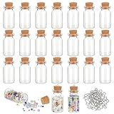 PH PandaHall 20 Frascos Pequenos De 10 Ml- Garrafas De Vidro De Cortiça- Garrafas De Feitiço Vazias- Frascos De Desejos Transparentes Com 40 Parafusos De Olhal Para Decoração De Natal- Festa De