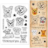 PH PandaHall Conjunto De Carimbos Transparentes Com Tema De Cachorro Fofo 17 Peças De Carimbos De Borracha Animal Para Scrapbook Frases Inspiradoras Selos Transparentes Para Fazer Cartões Carimbos