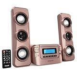 Philco - Sistema Estéreo De Prateleira Compacto Com Rádio FM Digital- Bluetooth E Controle Remoto Em Ouro Rosa - Display LCD - Compatível Com CD E MP3