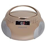 Philco Boombox De CD Portátil Com Alto-falantes E Rádio AM FM - CD Player De Caixa Boom Ouro Rosa Compatível Com CD-R-CD-RW E CD De áudio - Entrada Auxiliar De 3-5 Mm - Som Estéreo - Tela LED