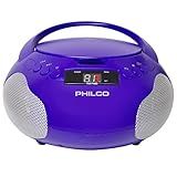 Philco Boombox Leitor De Cd Portátil Com Alto Falantes E Rádio Am Fm Leitor De Cd Purple Boom Box Compatível Com Cd R Cd Rw E Cd De Áudio Entrada Auxiliar De 3 5 Mm Som Estéreo Visor LED Ac 