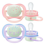 Philips Avent Scf376 12 Chupeta Ultra Air Fluorescente Brilha No Escuro 0 6m Rosa E Roxo 2 Unidades