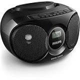 Philips Boombox Portátil Para CD Player- Alto-falantes Estéreo Dinâmicos Com Reforço De Graves- Rádio FM Leve Com Visor LCD- Reprodução USB- Entrada Auxiliar- Leitor De CD Boombox Portátil Para Casa