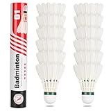 Philonext Petecas De Badminton De Penas De Ganso Pacote Com 12 Bolas De Badminton De Treinamento De Alta Velocidade Com Grande Estabilidade Para Atividades Esportivas Internas E Externas
