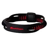 Phiten Pulseira Híbrida X50 - Pulseira Esportiva Permeada Com Tecnologia Aqua-Titanium Para Cura Alternativa - Zona De Elastômero Elétrico Com Esferas De Micro Titânio - Preto-Vermelho- 16 Cm