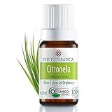 PHYTOTERAPICA Óleo Essencial De Citronela Para Difusor Massagem E Aromaterapia Ótimo Para Usar Em Vaporização Facial Para Peles Oleosas Ou Máscaras De Argilas 100 Puro E Natural Herbáceo 10ml