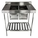 Pia De Aço Inox Industrial 160x60x90 Cm Cuba Dupla Nortinox