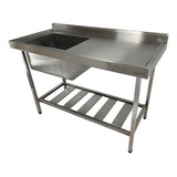 Pia De Inox Industrial 120x60x90 Cm Cuba Esquerda Nortinox