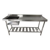 Pia De Inox Industrial 150x60x90 Cm Cuba Esquerda Nortinox