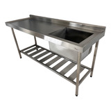 Pia De Inox Industrial 160x60x90 Cm Cuba Direita Nortinox