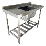 Pia Industrial Aço Inox 120x60x90cm Com Cuba Centralizada 50x40x30cm