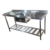Pia Industrial Aço Inox 1500x600x900mm Cuba 50x40x30cm