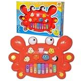 PIANINHO Musical Infantil CARANGUEJO Com Luz E Som Animais Piano Didatico Criança Educativo Interativo Brinquedo ESTIMULA APRENDIZADO SENTIDOS 15 TECLAS 28cm VERMELHO 