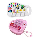 Piano Animal Infantil Teclado Telefone Rosa Kit