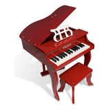 Piano De Cauda Infantil 30 Teclas Turbinho Vermelho C/ Banco