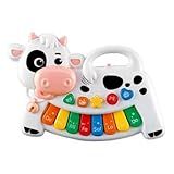 Piano Infantil Vaquinha Musical Luz Sons Bichos Interativo