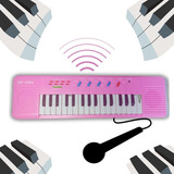 Piano Teclado Brinquedo Infantil Microfone Educativo