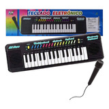 Piano Teclado Infantil Microfone Karaoke Brinquedo