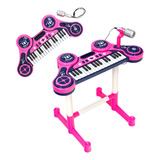 Piano Teclado Infantil Musical Com Bateria E Disco Dj
