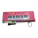 Piano Teclado Musical Infantil Microfone Educativo Cor Rosa