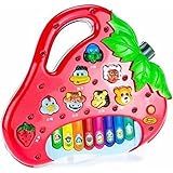 Piano Teclado Musical Infantil Sons Luz Eletrônico Morango Brinquedo Educativo Para Bebê Criança