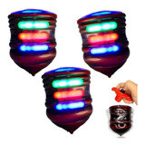Pião Luminoso Led Giratorio Musical Infantil Kit C 3 Und