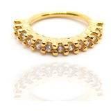 Piercing Argola Com Zircônias Em Ouro 18k Orelha Nariz Septo
