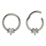 Piercing Argola Daith Clicker Estrela Em Aço C zircônia 8mm