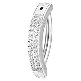 Piercing Argola Para Umbigo Titânio Pvd 2 Fileiras Zircônia 1,6x10mm (prateado)