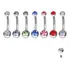 Piercing Banana Aço Cirúrgico Pvd 2 Pedras Strass Redonda