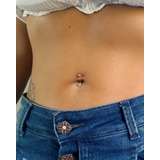 Piercing De Umbigo Banhado A Ouro Ou Prata 950 Com Aço Cirúrgico Coraçao Zirconia