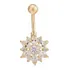 Piercing De Umbigo Dourado Ouro Aço Cirúrgico Flor Zirconia
