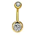 Piercing De Umbigo Dourado Pedras Aço Cirúrgico Zircônia