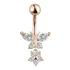 Piercing De Umbigo Dourado Pendurado Pedra Borboleta Flor